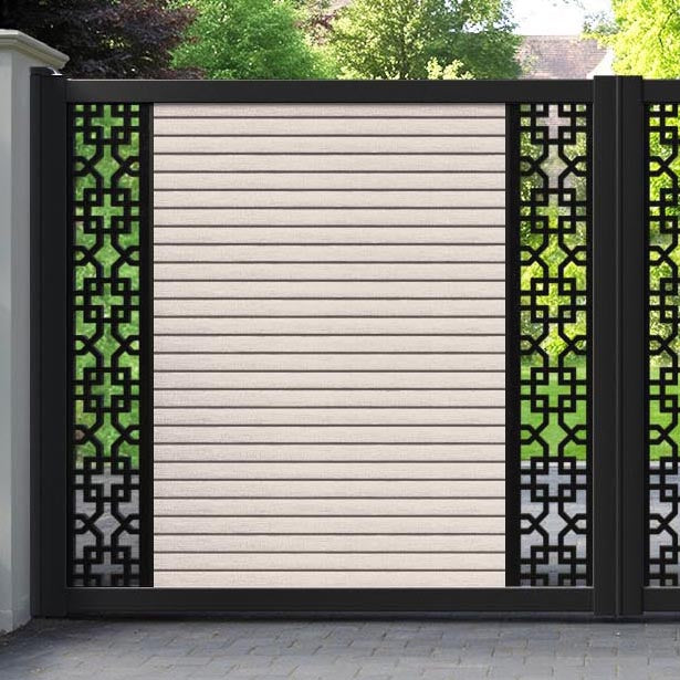 Hudson Zaria Straight Top Driveway Gate - Mid Stone - Middle & End Screen