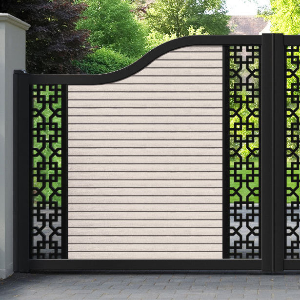 Hudson Zaria Curved Top Driveway Gate - Mid Stone - Middle & End Screen