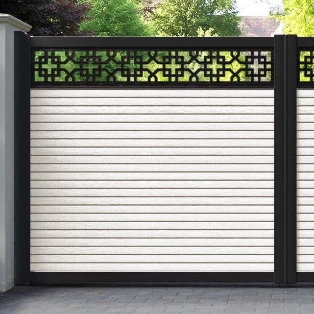Hudson Zaria Straight Top Driveway Gate - Light Stone - Top Screen