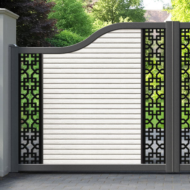Hudson Zaria Curved Top Driveway Gate - Light Stone - Middle & End Screen