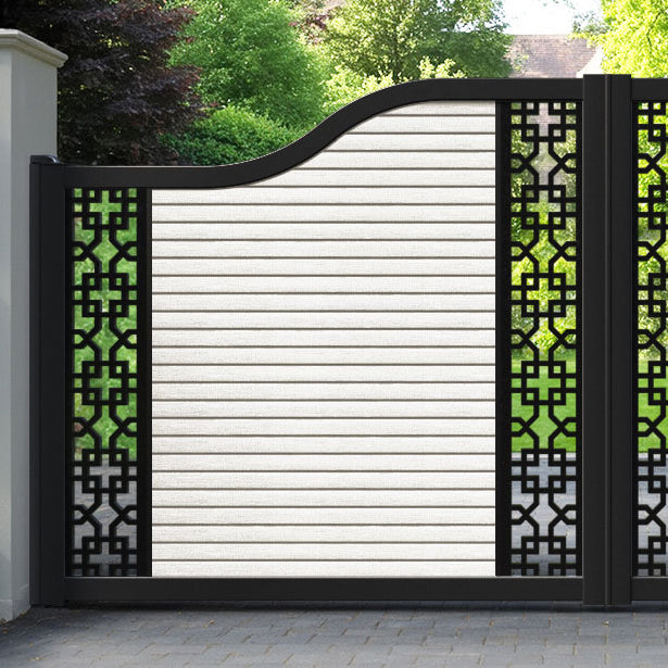 Hudson Zaria Curved Top Driveway Gate - Light Stone - Middle & End Screen