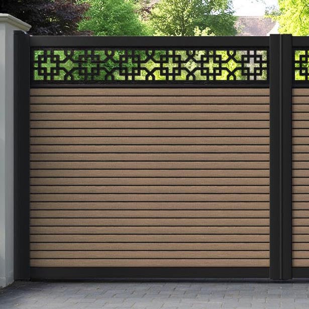 Hudson Zaria Straight Top Driveway Gate - Teak - Top Screen