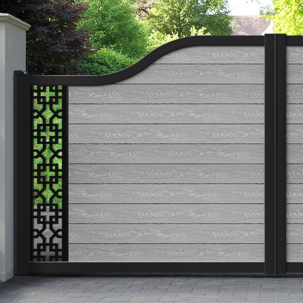 Classic Zaria Curved Top Driveway Gate - Light Grey - End Screen