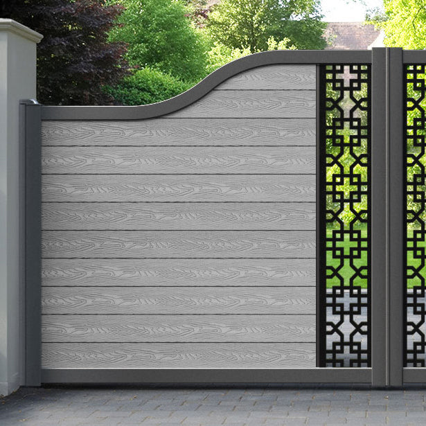 Classic Zaria Curved Top Driveway Gate - Light Grey - Middle Screen