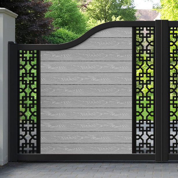 Classic Zaria Curved Top Driveway Gate - Light Grey - Middle & End Screen