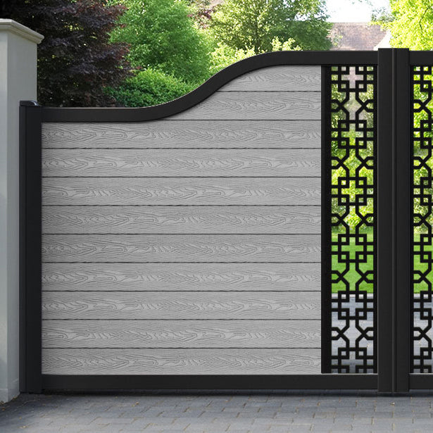 Classic Zaria Curved Top Driveway Gate - Light Grey - Middle Screen