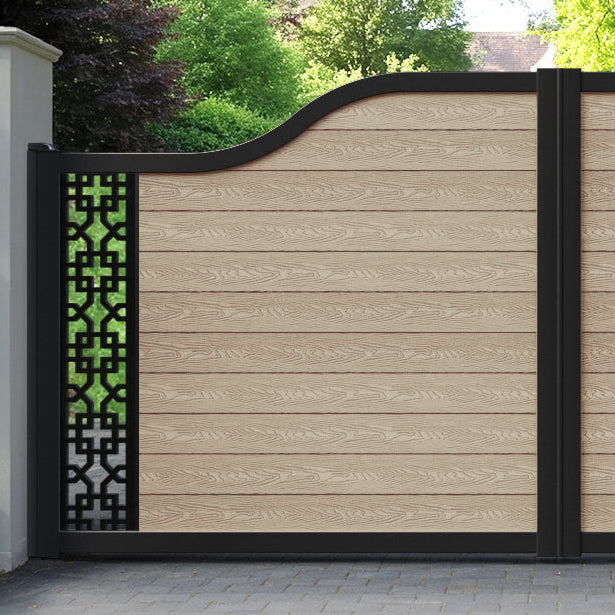 Classic Zaria Curved Top Driveway Gate - Light Oak - End Screen