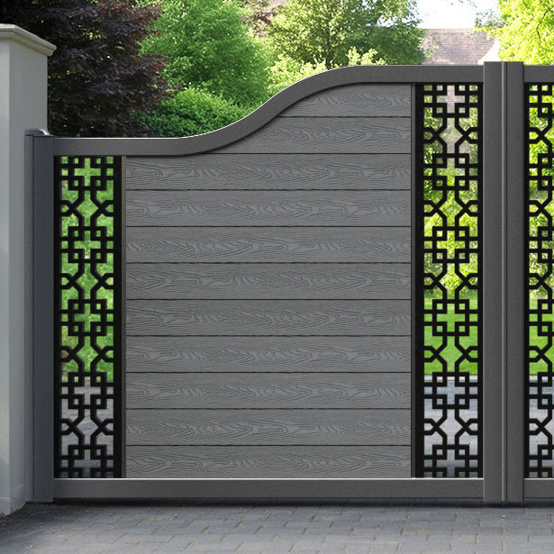 Classic Zaria Curved Top Driveway Gate - Mid Grey - Middle & End Screen