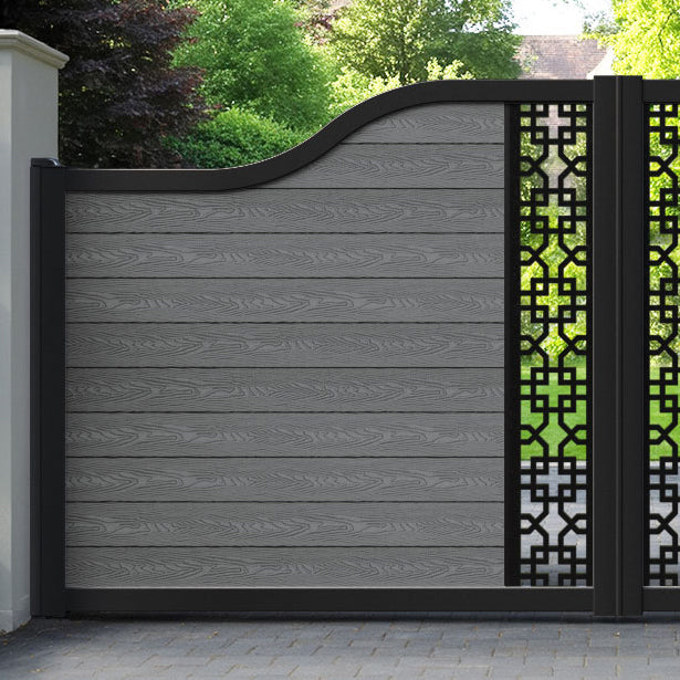 Classic Zaria Curved Top Driveway Gate - Mid Grey - Middle Screen