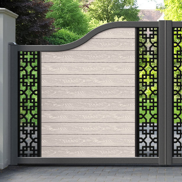 Classic Zaria Curved Top Driveway Gate - Mid Stone - Middle & End Screen