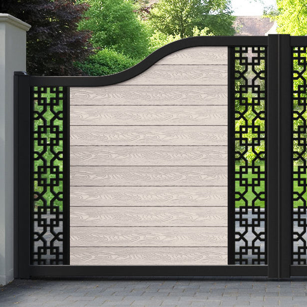 Classic Zaria Curved Top Driveway Gate - Mid Stone - Middle & End Screen