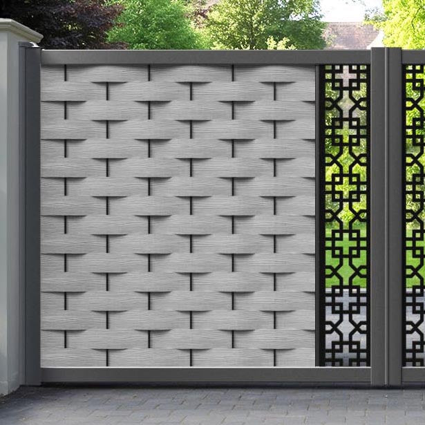 Ripple Zaria Straight Top Driveway Gate - Light Grey - Middle Screen