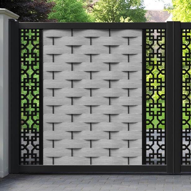 Ripple Zaria Straight Top Driveway Gate - Light Grey - Middle & End Screen