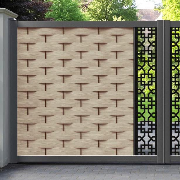 Ripple Zaria Straight Top Driveway Gate - Light Oak - Middle Screen