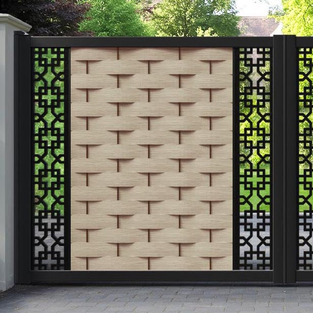 Ripple Zaria Straight Top Driveway Gate - Light Oak - Middle & End Screen