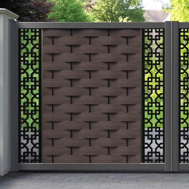 Ripple Zaria Straight Top Driveway Gate - Mid Brown - Middle & End Screen