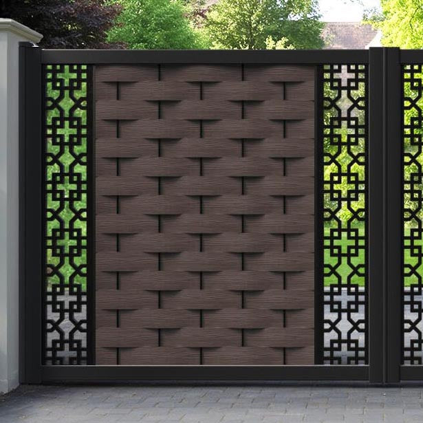 Ripple Zaria Straight Top Driveway Gate - Mid Brown - Middle & End Screen