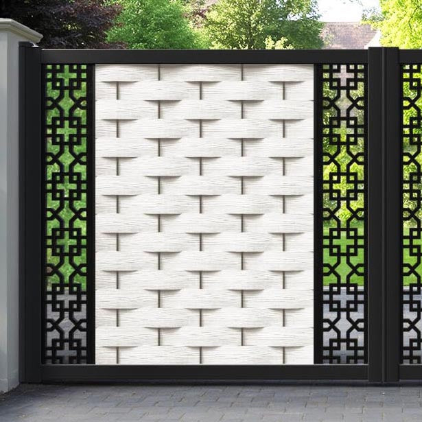 Ripple Zaria Straight Top Driveway Gate - Light Stone - Middle & End Screen