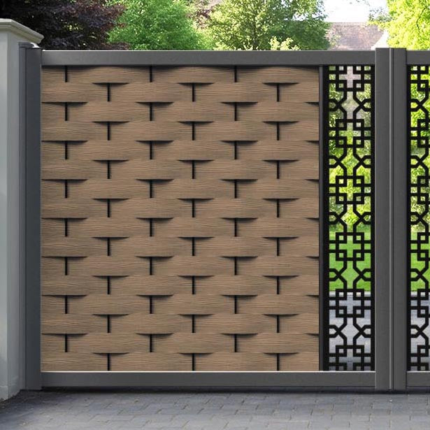 Ripple Zaria Straight Top Driveway Gate - Teak - Middle Screen