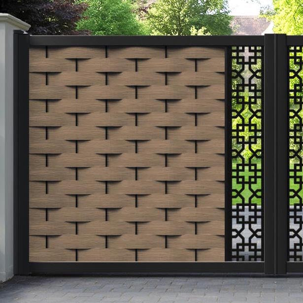 Ripple Zaria Straight Top Driveway Gate - Teak - Middle Screen