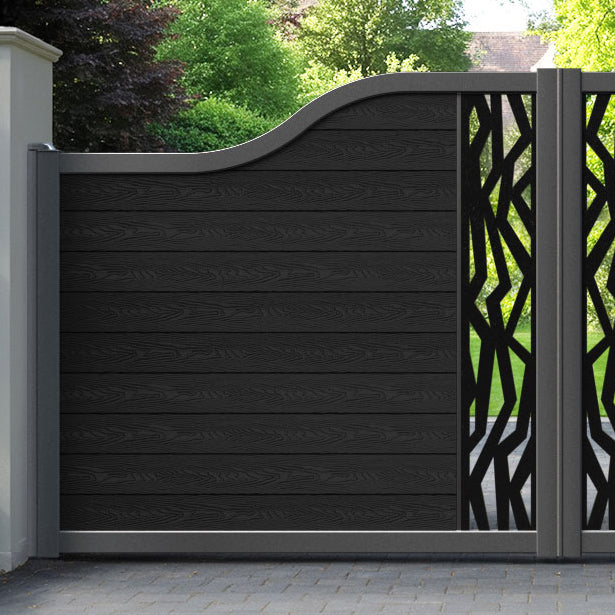 Classic Zenith Curved Top Driveway Gate - Black - Middle Screen