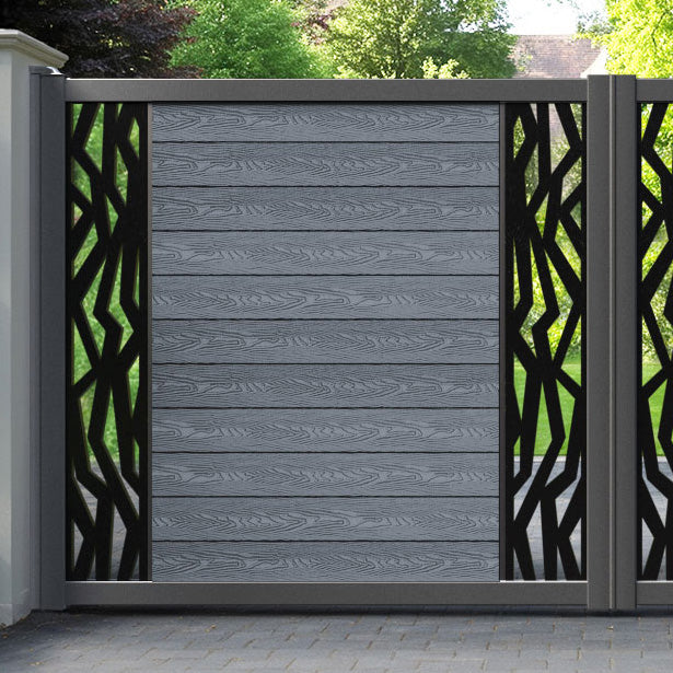 Classic Zenith Straight Top Driveway Gate - Anthracite - Middle & End Screen