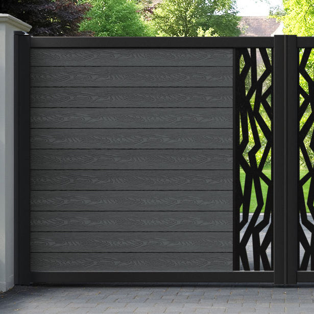 Classic Zenith Straight Top Driveway Gate - Dark Grey - Middle Screen