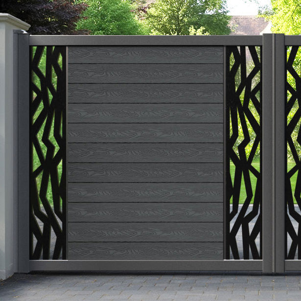 Classic Zenith Straight Top Driveway Gate - Dark Grey - Middle & End Screen