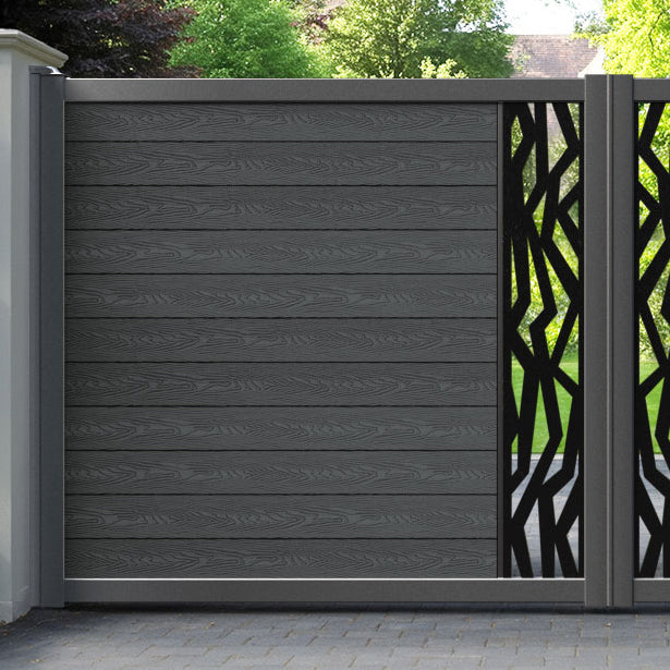 Classic Zenith Straight Top Driveway Gate - Dark Grey - Middle Screen