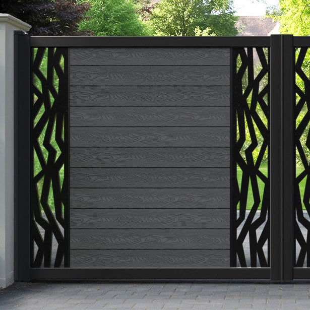 Classic Zenith Straight Top Driveway Gate - Dark Grey - Middle & End Screen