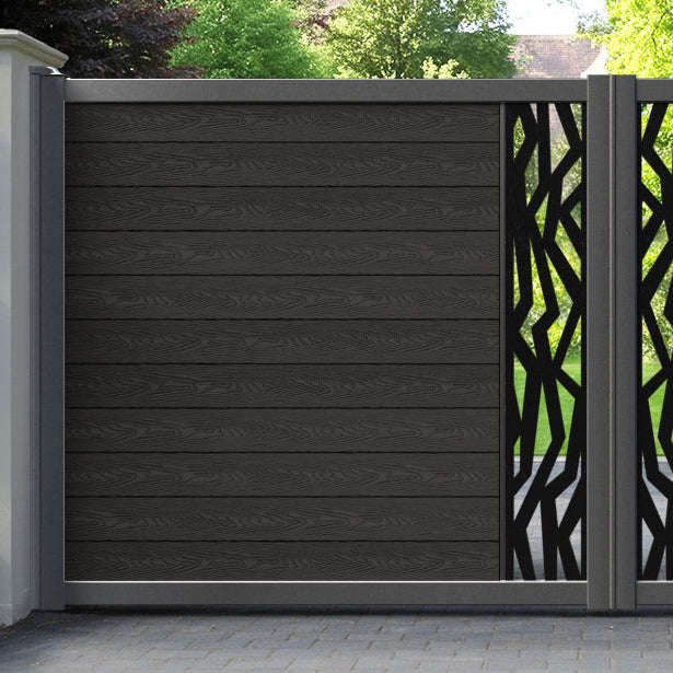 Classic Zenith Straight Top Driveway Gate - Dark Oak - Middle Screen