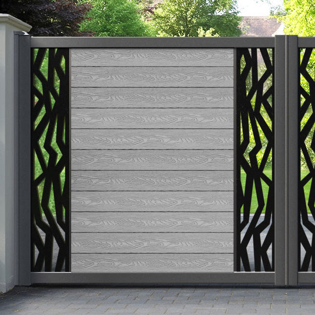 Classic Zenith Straight Top Driveway Gate - Light Grey - Middle & End Screen