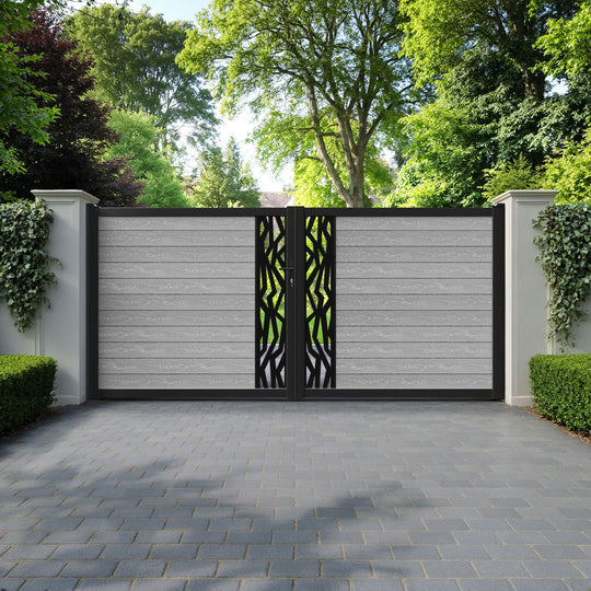 Classic Zenith Straight Top Driveway Gate - Light Grey - Middle Screen