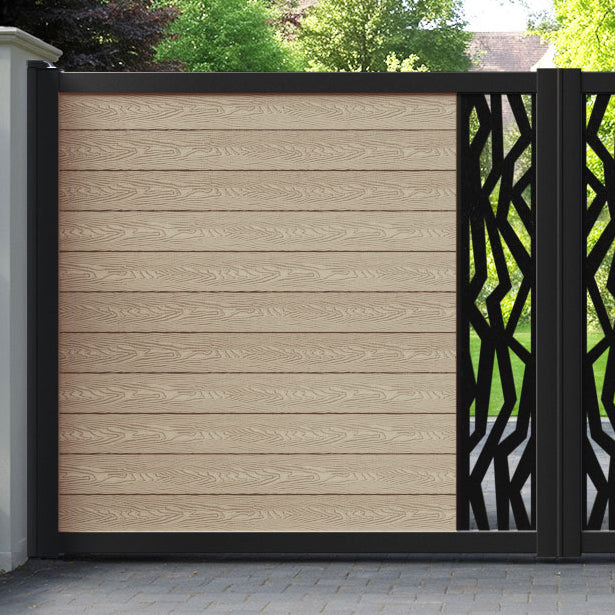 Classic Zenith Straight Top Driveway Gate - Light Oak - Middle Screen