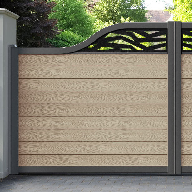 Classic Zenith Curved Top Driveway Gate - Light Oak - Top Screen