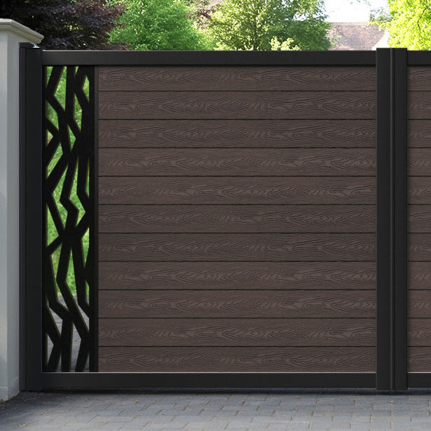 Classic Zenith Straight Top Driveway Gate - Mid Brown - End Screen