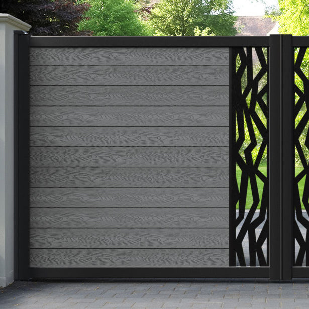 Classic Zenith Straight Top Driveway Gate - Mid Grey - Middle Screen