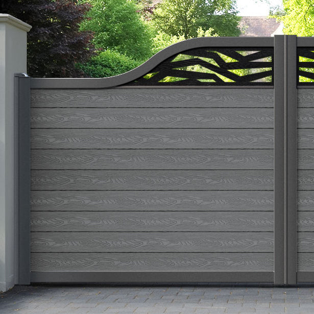 Classic Zenith Curved Top Driveway Gate - Mid Grey - Top Screen
