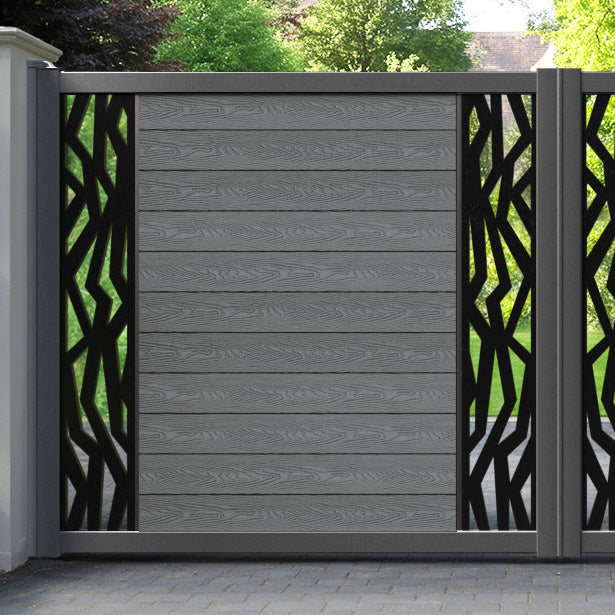 Classic Zenith Straight Top Driveway Gate - Mid Grey - Middle & End Screen
