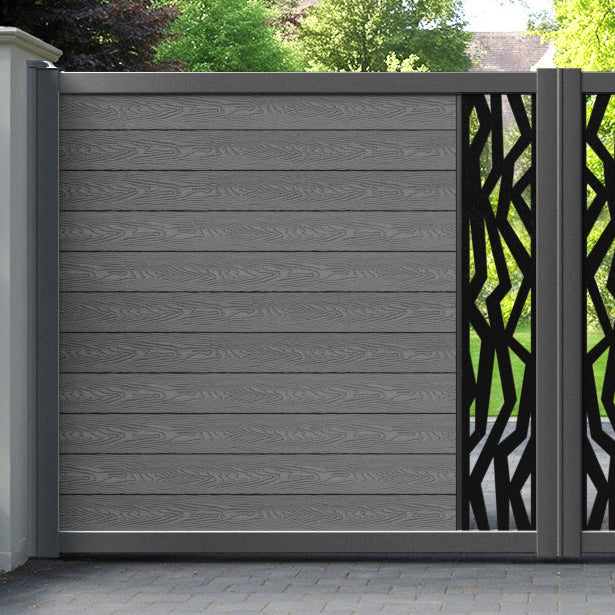 Classic Zenith Straight Top Driveway Gate - Mid Grey - Middle Screen