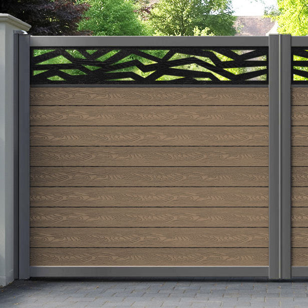 Classic Zenith Straight Top Driveway Gate - Teak - Top Screen