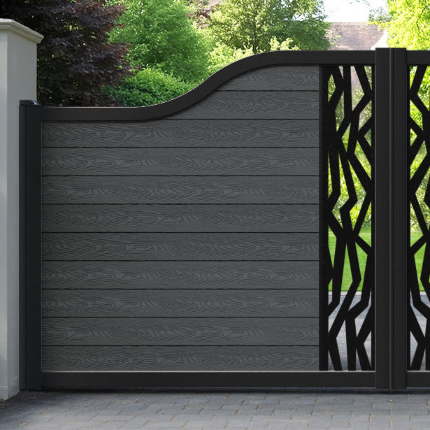 Classic Zenith Curved Top Driveway Gate - Dark Grey - Middle Screen