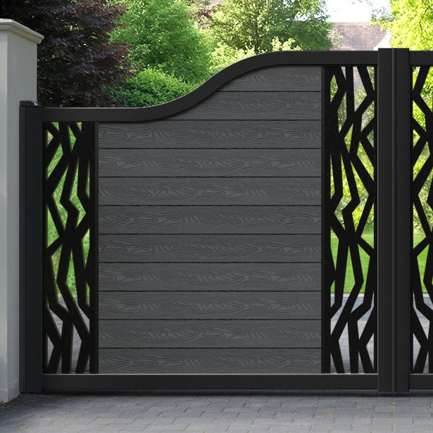 Classic Zenith Curved Top Driveway Gate - Dark Grey - Middle & End Screen