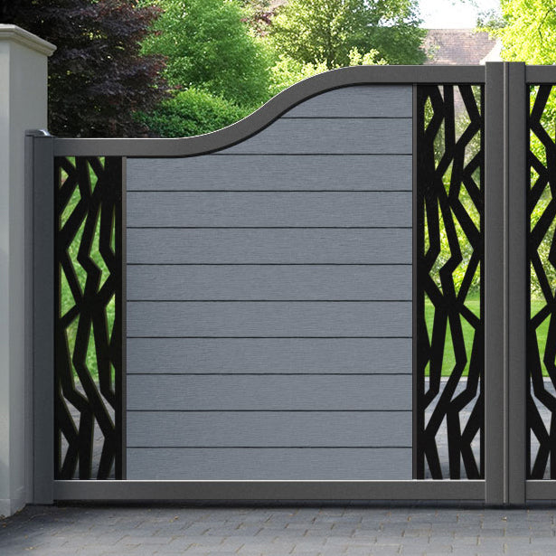 Fusion Zenith Curved Top Driveway Gate - Anthracite - Middle & End Screen