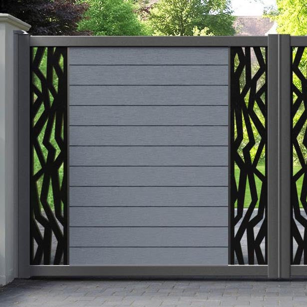 Fusion Zenith Straight Top Driveway Gate - Anthracite - Middle & End Screen