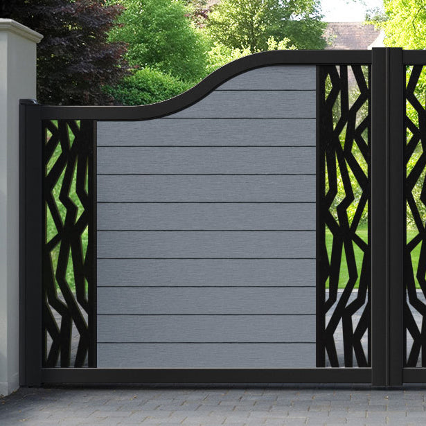 Fusion Zenith Curved Top Driveway Gate - Anthracite - Middle & End Screen