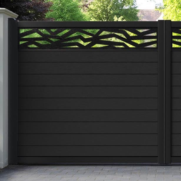 Fusion Zenith Straight Top Driveway Gate - Black - Top Screen