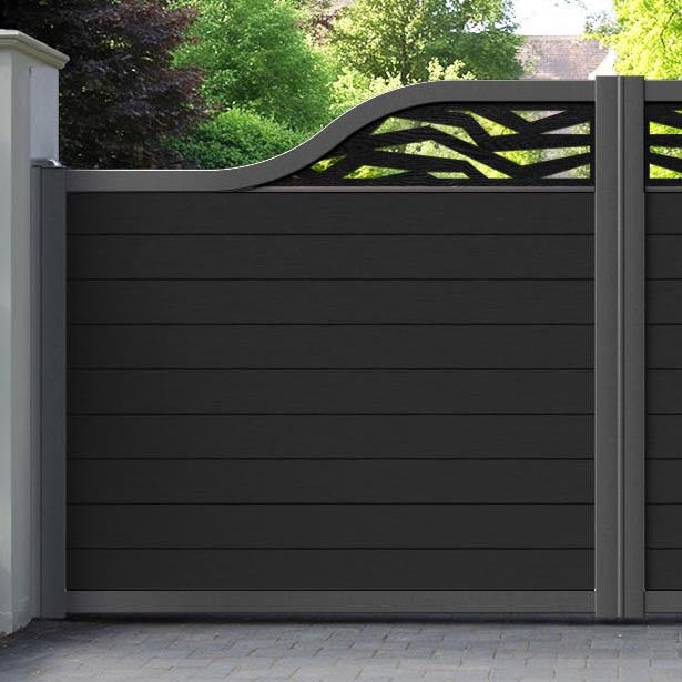 Fusion Zenith Curved Top Driveway Gate - Black - Top Screen