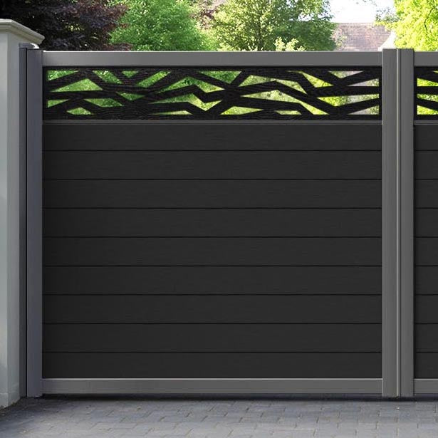 Fusion Zenith Straight Top Driveway Gate - Black - Top Screen