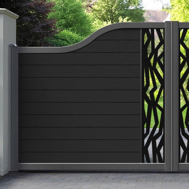 Fusion Zenith Curved Top Driveway Gate - Black - Middle Screen